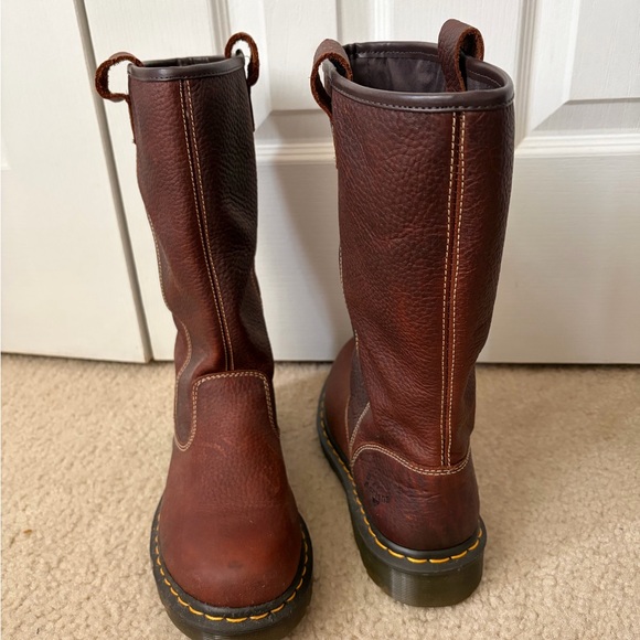 Dr. Martens Tall Brown Leather Boots - Picture 2 of 3